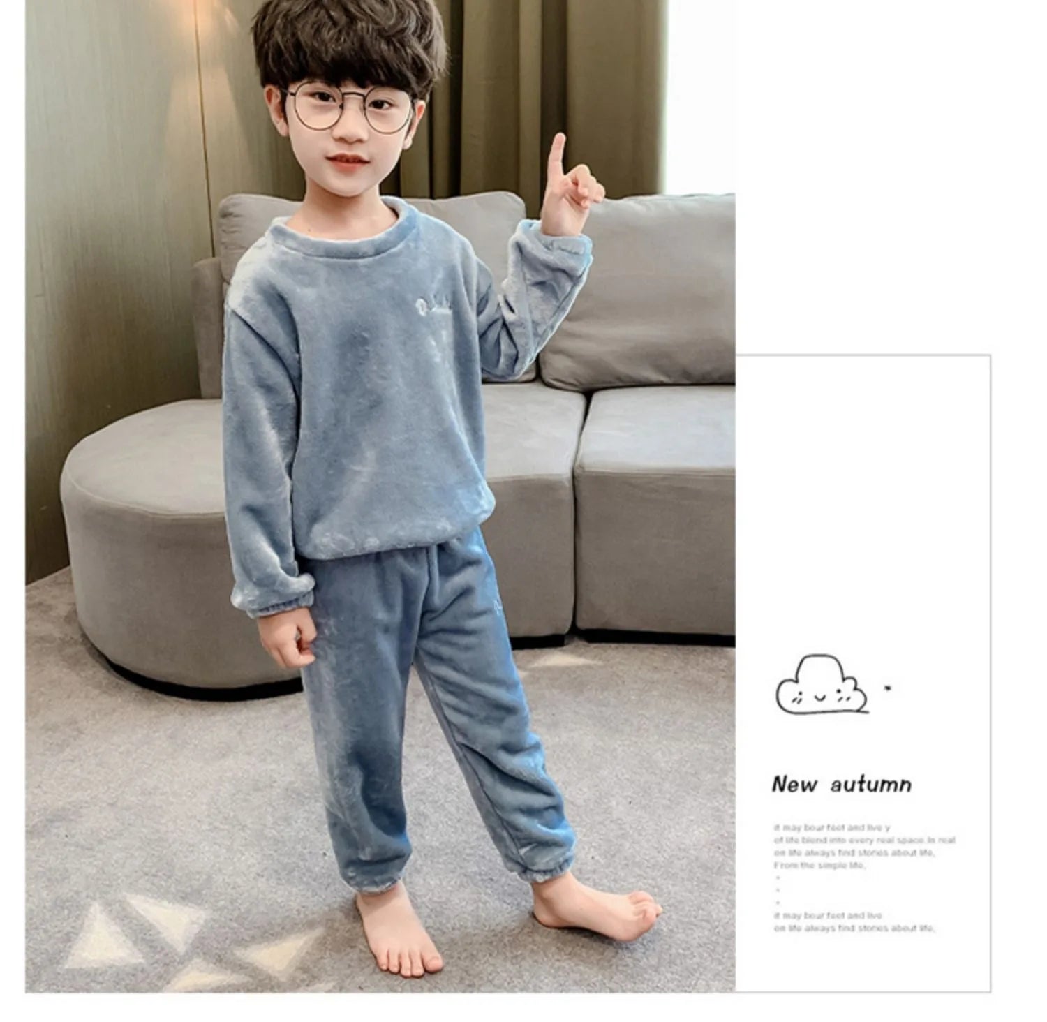 Kids' Coral Fleece Warm Pajama Set | Toddler Fall Winter Sweatshirt & Pants Flannel Sleepwear