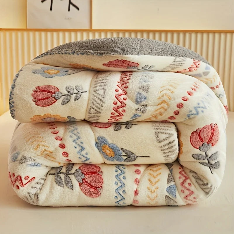 Thick Winter Flannel Fleece Comforter – Warm, Anti-Pilling Bed Blanket, 3 Sizes