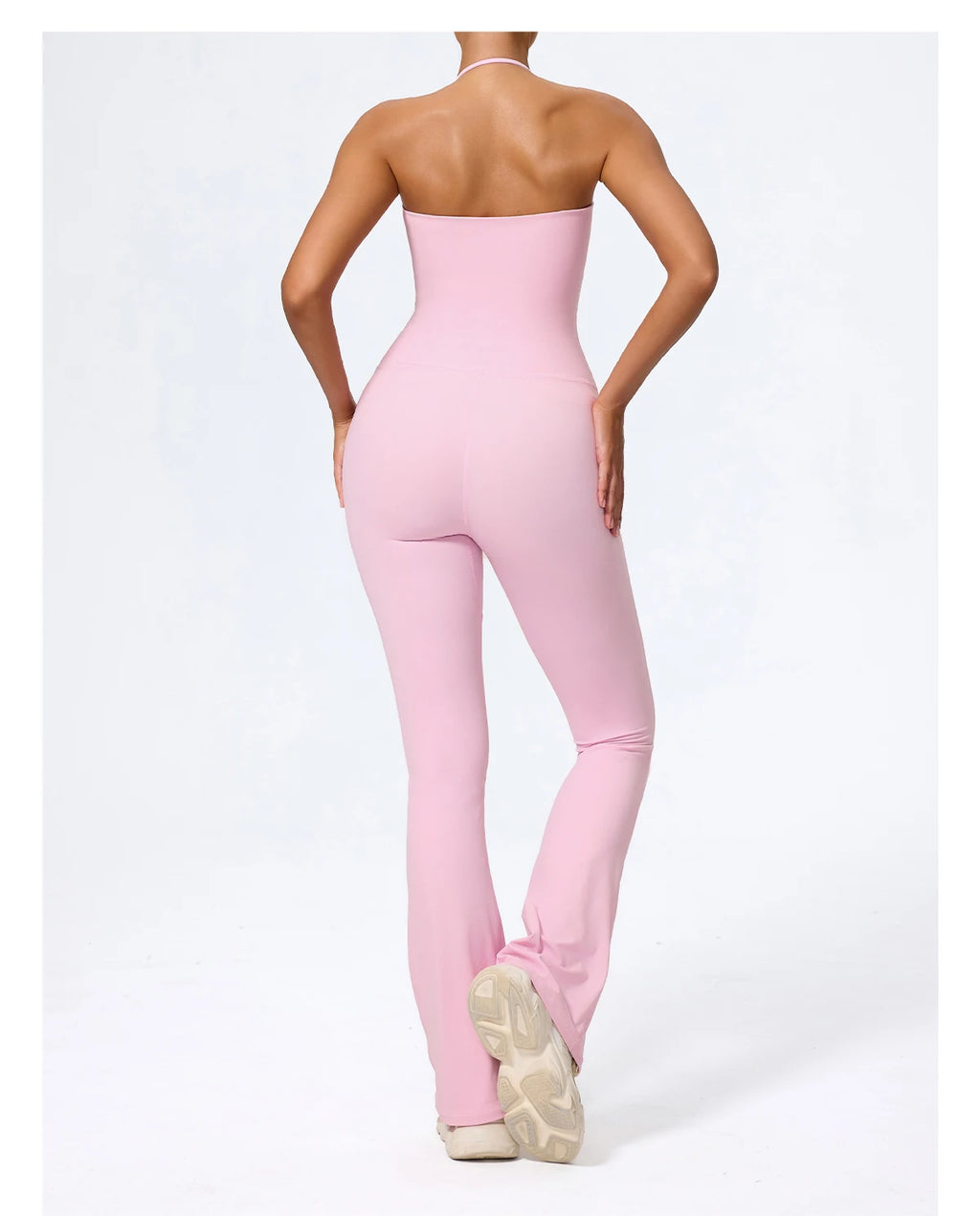 Women's Sleeveless Yoga Jumpsuit – Gym Flared Overalls Neck-Hanging Backless Sportswear