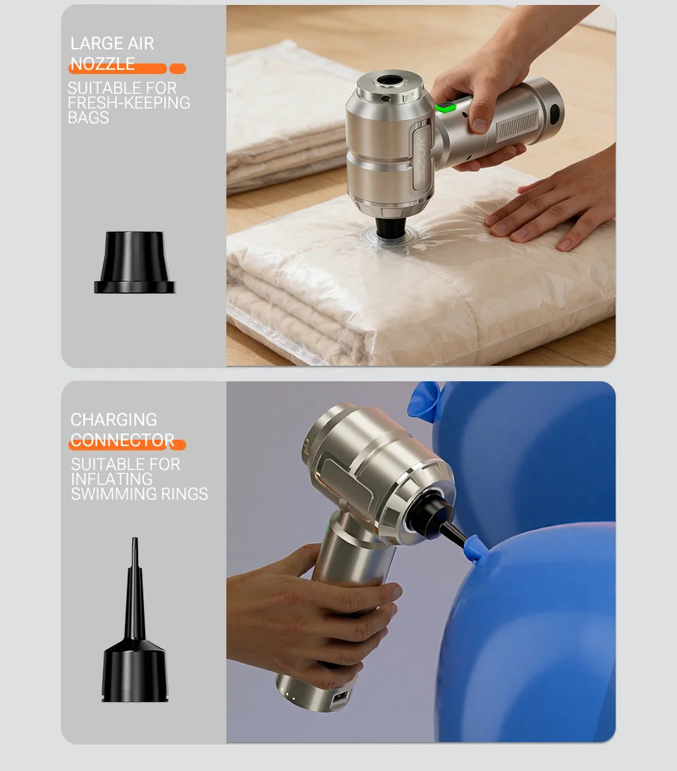 Cordless Car Vacuum & Blower – Detachable Battery & LED