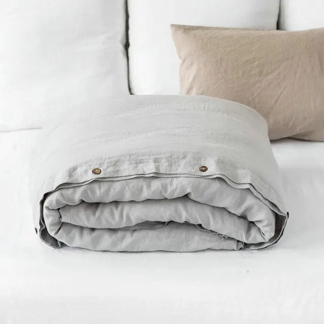100% French Linen Duvet Cover – Natural Soft Quilt Cover, Queen & King, Breathable Bedding