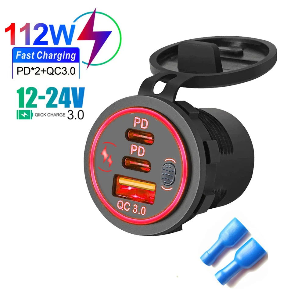 78W Fast Car Charger — PD3.0 & QC3.0 Dual USB-C