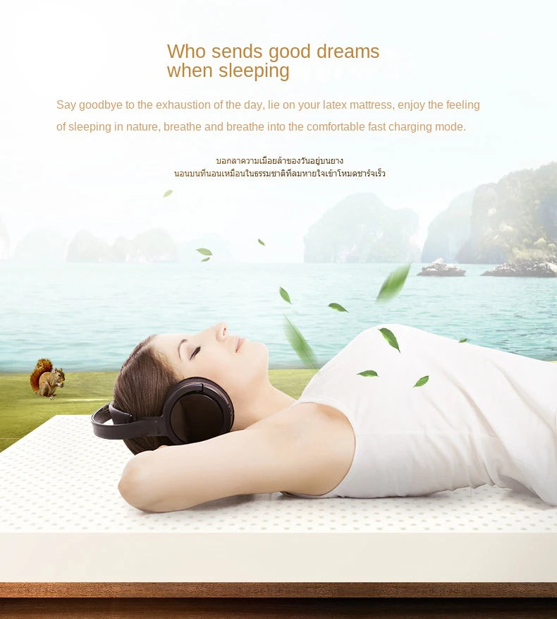Authentic Natural Latex Mattress – Slow Rebound, Foldable, Cotton Cover, Customizable Sizes