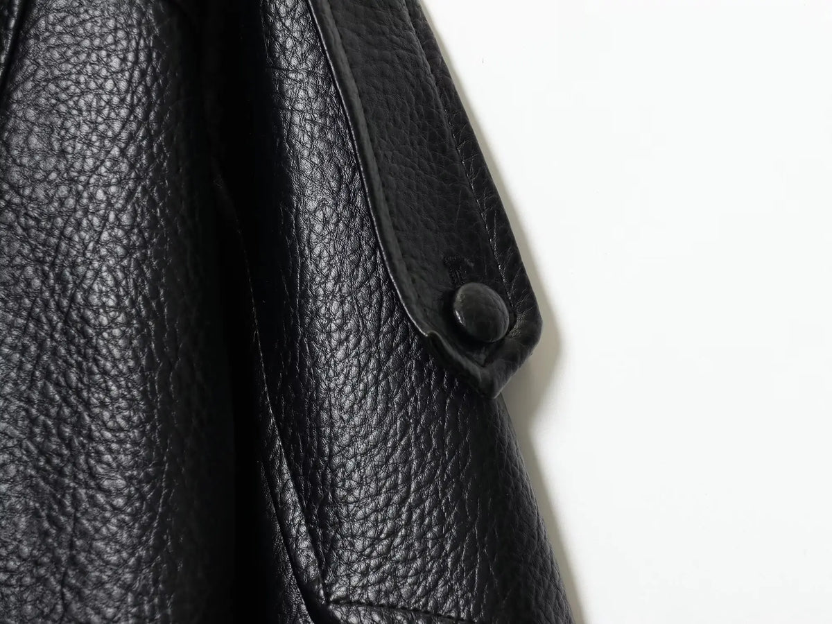 TFMLN Chic Black Faux Leather Jackets Women Long Sleeve Buttons Elastic Oversized Coats Fashion 2025 Autumn Winter Streetwear