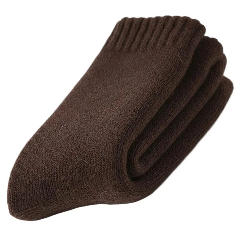 Thick Wool-Blend Winter Socks in Solid Colors