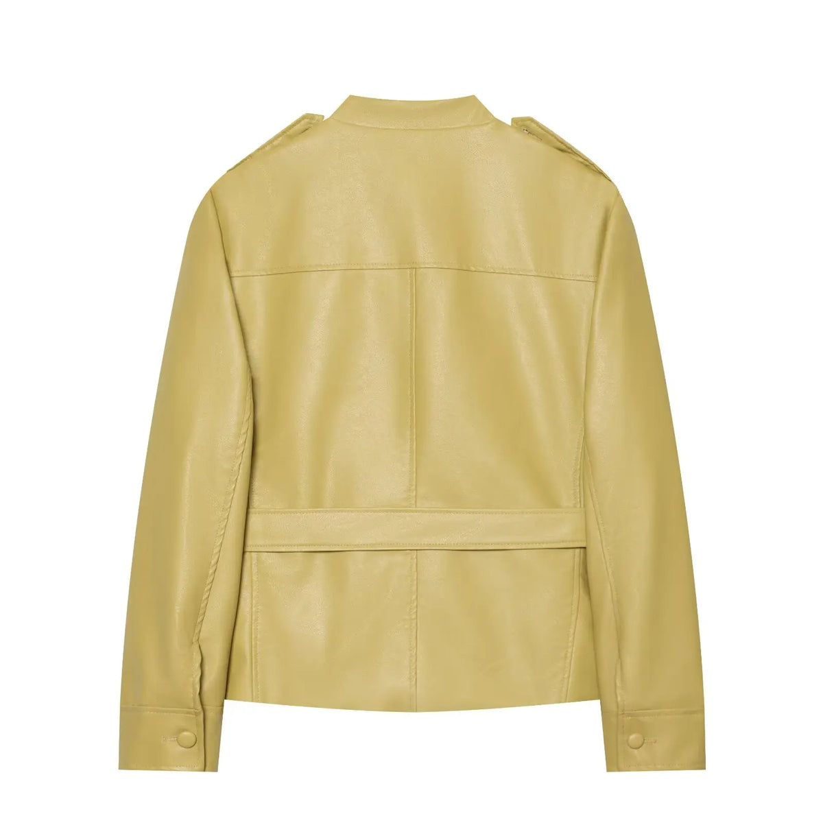 Women's Belted Jacket – Stand Collar Button Front