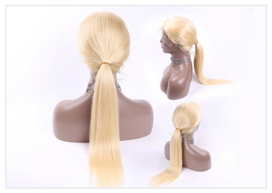 13x4 13x6 360 HD Transparent 613 Honey Blonde Color Lace Front Human Hair Wigs for Women Raw Brazilian Straight Lace Frontal Wig