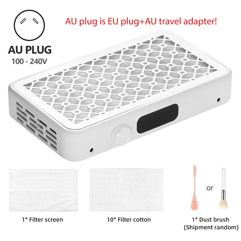 Professional Turbo Nail Dust Collector – Brushless Two-Fan Strong Suction Nail Vacuum Extractor
