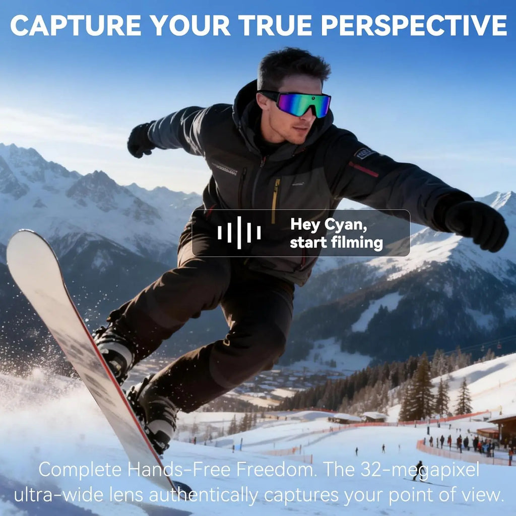 See It. Record It. Share It. — AI Smart Glasses with 800MP Camera, Anti-Shake HD Video & Bluetooth Calling