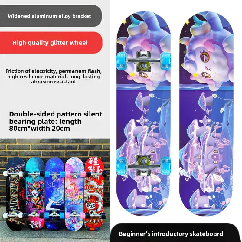 Pro All-Terrain Complete Skateboard – Aluminum Alloy & Carbon Fiber Deck, Beginner Longboard for Kids & Adults