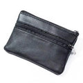 Black Leather Mini Coin Purse – Zipper Wallet & Key Card Holder for Men & Women