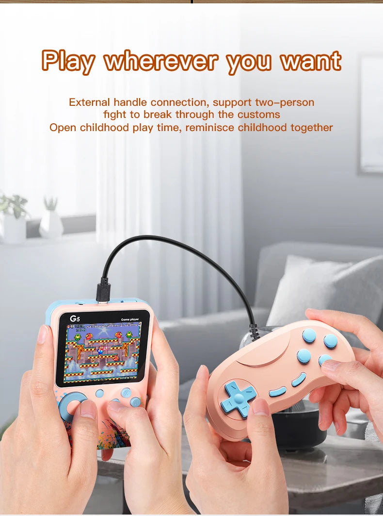 G5 Mini Retro Handheld Game Console – 500 Games, 3-Inch Color LCD, 8-Bit