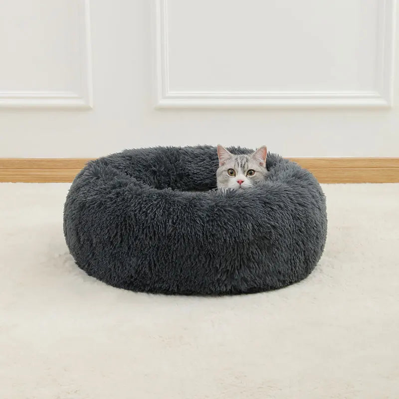 Soft Long Plush Dog Bed – Warm Basket Cushion for Small & Medium Dogs and Cats