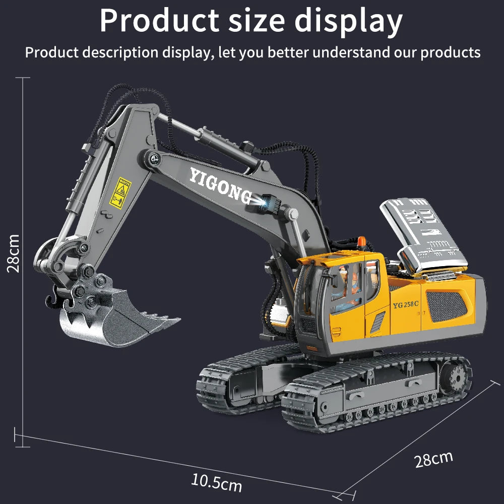 RC Excavator & Construction Toy Set – Remote Control Dump Truck & Bulldozer for Kids