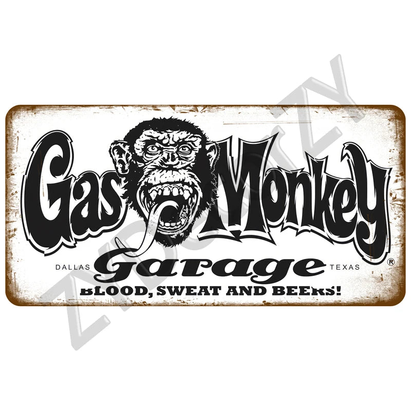 Route 66 Vintage Car Garage Tin Sign — Retro Wall Art Decor
