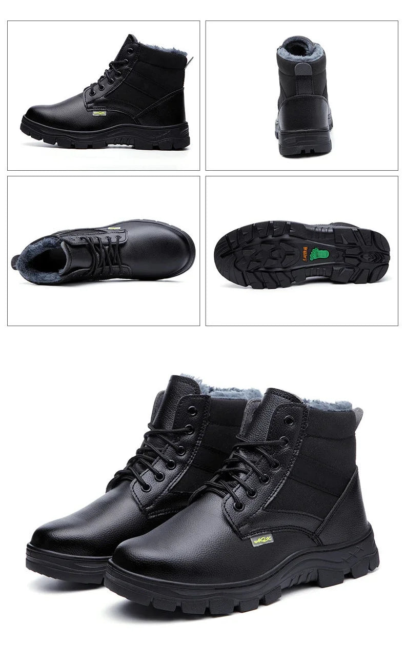 Men's Retro Leather Ankle Boots — Lace-Up Microfiber Business Booties with Rubber Sole
