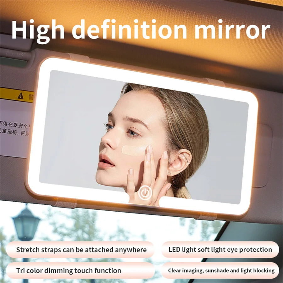 LED Car Sun Visor Vanity Mirror — Rechargeable HD Makeup Mirror