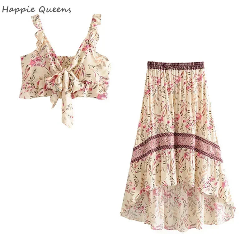 Bohemian Hollow Out Beach Dress — Short Sleeve High-Low Boho Maxi Dress