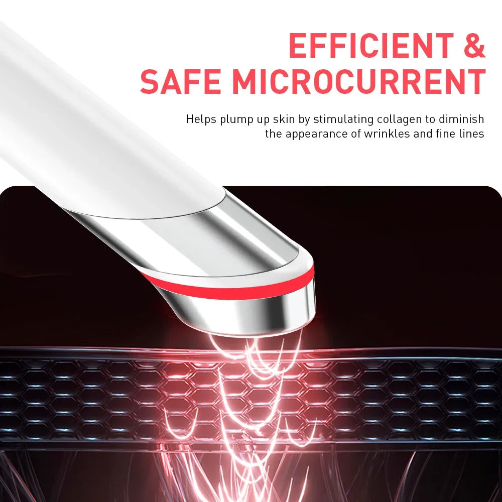 4-in-1 Microcurrent Skin Booster Wand – Red Light Therapy, Therapeutic Heat & Vibration Anti-Aging Face Tool