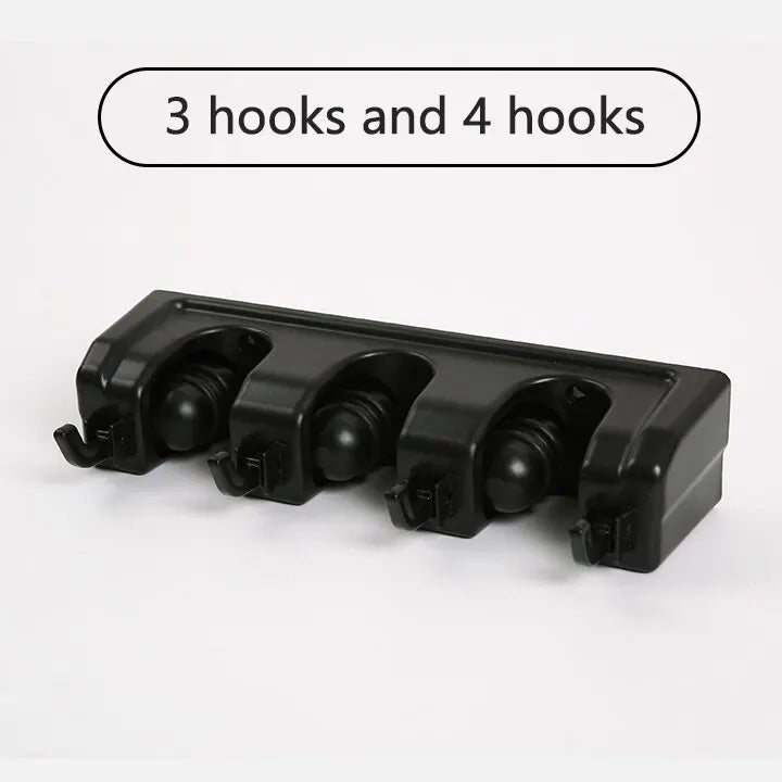 Wall Mounted Mop & Broom Holder — 3/4/5 Position Multi-Functional Storage Rack