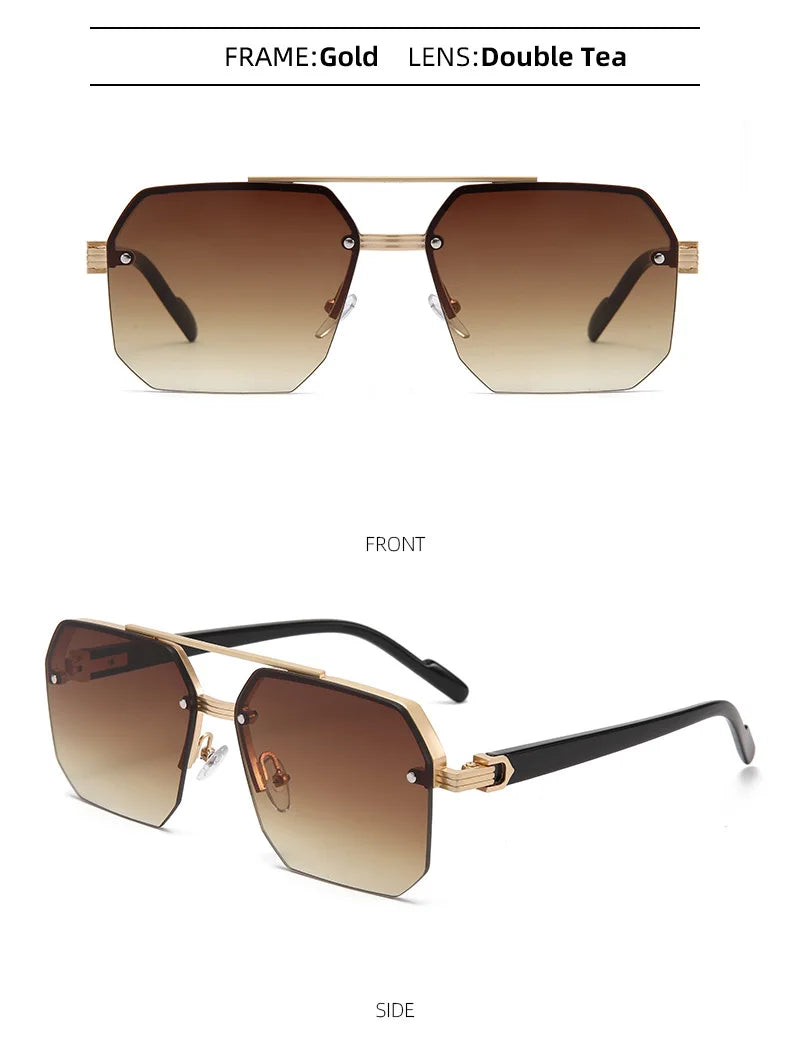 Men's Pilot Flat Top Half Frame Sunglasses | UV400 Classic Travel Casual Vintage Shades