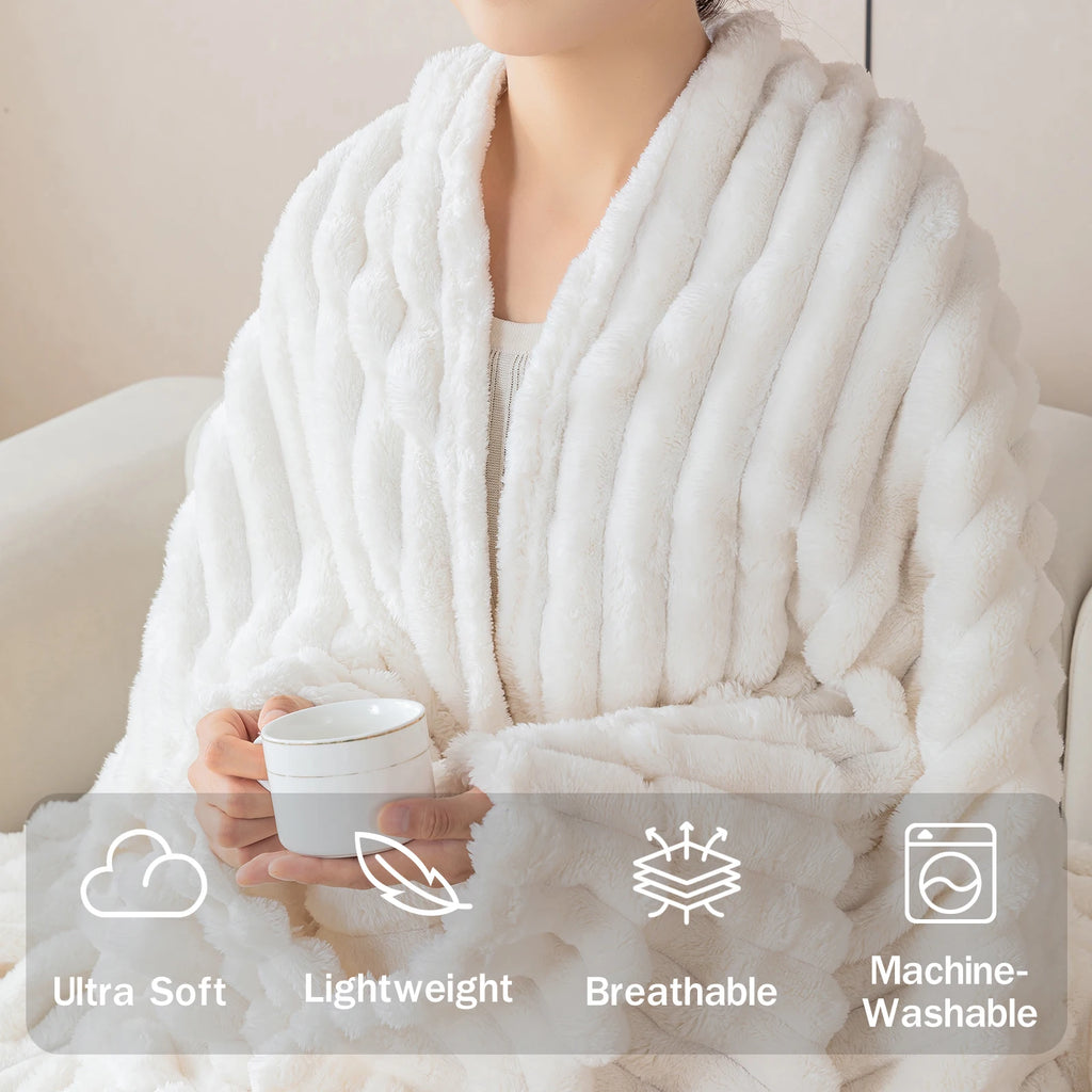 Soft Flannel Blanket – Warm Nap Throw in Multiple Colors, Christmas Gift Blanket