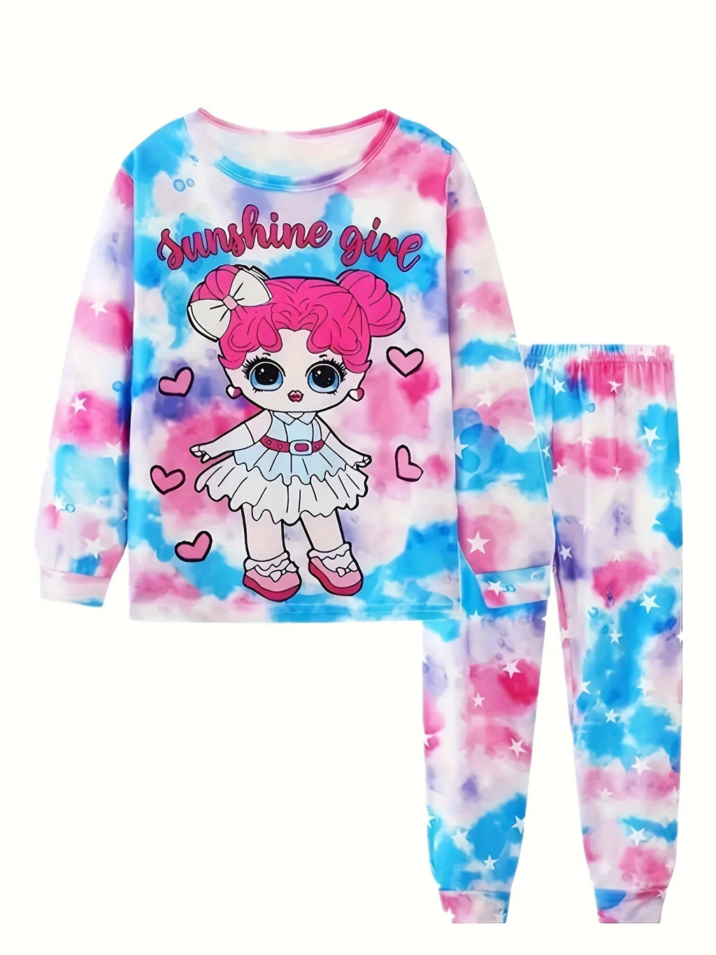 Girls' Unicorn Cartoon Long Sleeve Pajamas | 2-Piece Kids Sleepwear Set