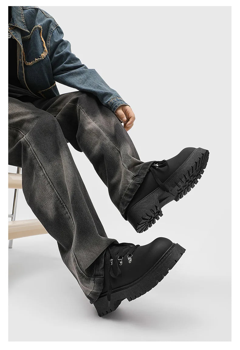Men's Derby Workwear Leather Shoes — Thick Sole Lace-Up Casual Dress Shoes (Sizes 39-46)