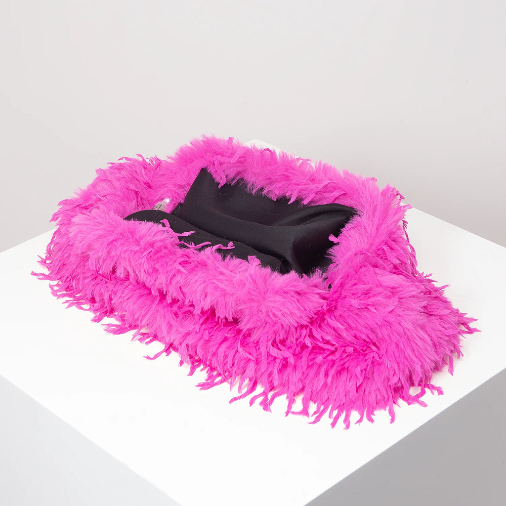 Y2K Dopamine Fuzz Clip Clutch Bag – Large Capacity Party Prom Wedding Purse for Women