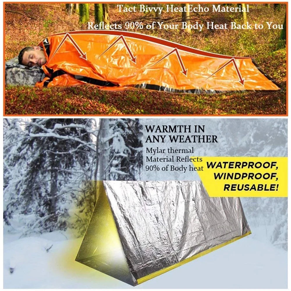 Emergency Survival Sleeping Bag – Waterproof Mylar Bivy Sack for Camping, Hiking & Outdoor