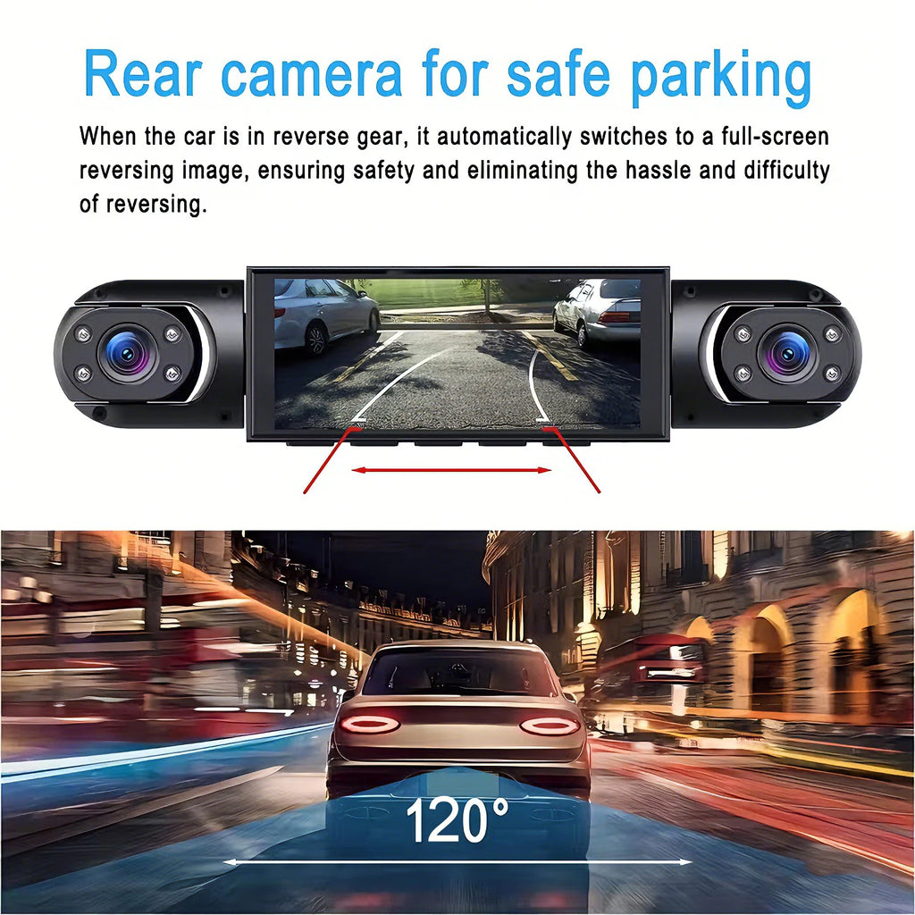 360° 4-Camera Car Dash Cam DVR System – Front, Rear, Interior & Side, Night Vision, Loop Recording