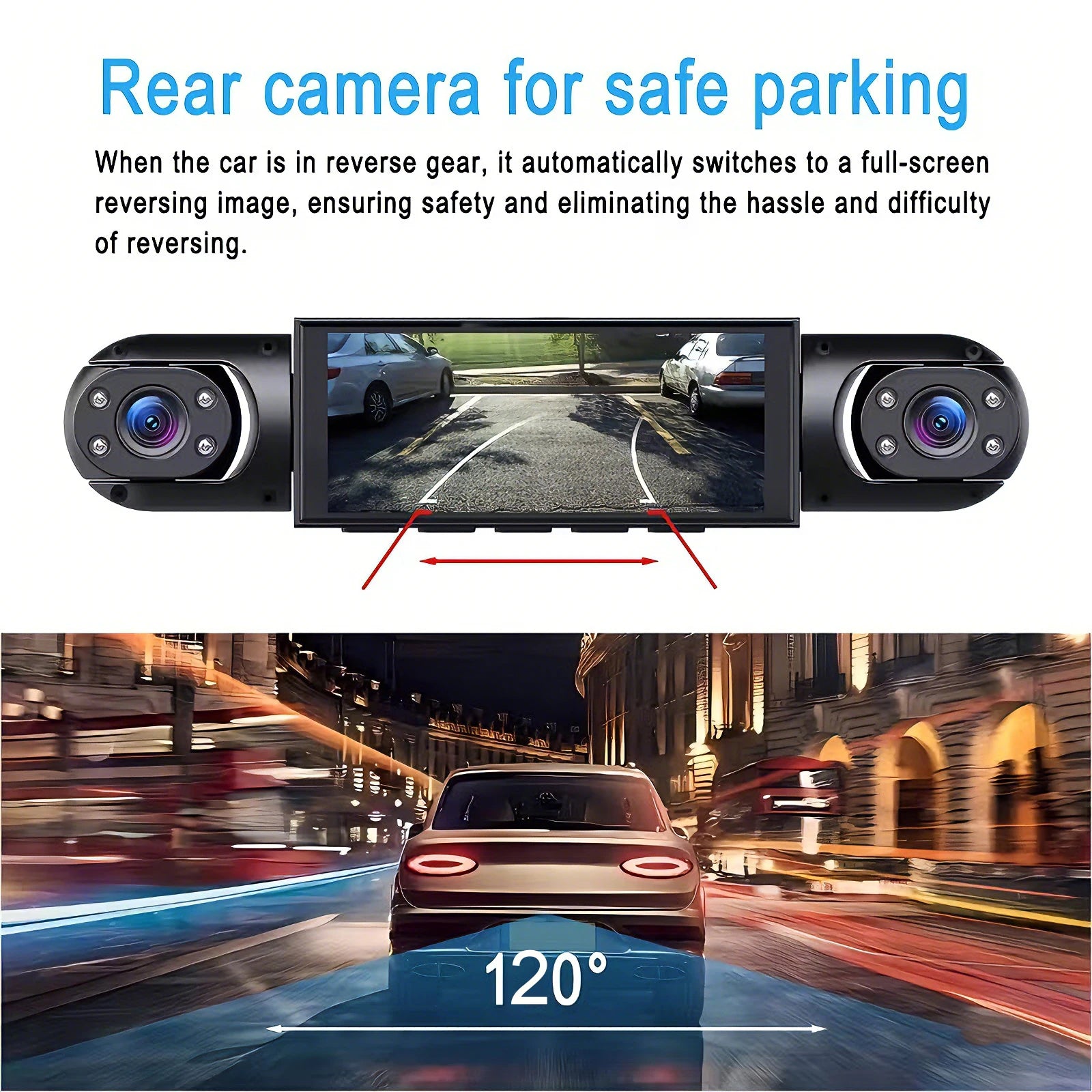 360° 4-Camera Car Dash Cam DVR System – Front, Rear, Interior & Side, Night Vision, Loop Recording