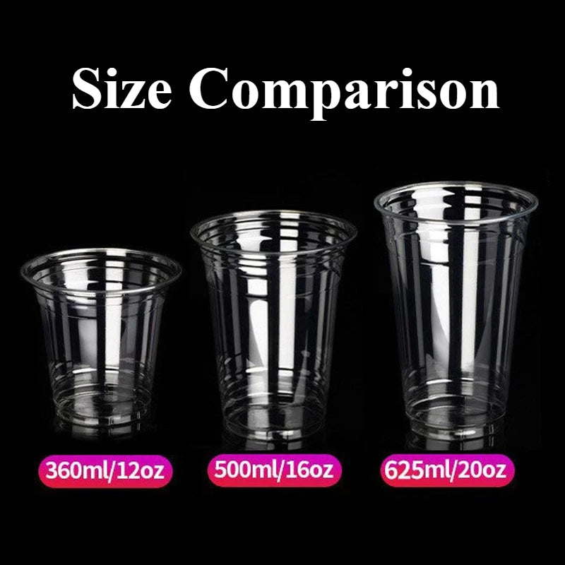 Clear Disposable Plastic Cups with Sip Lids – Iced Coffee & Smoothie Cups, 12/16/20oz, 20 or 50 Pack
