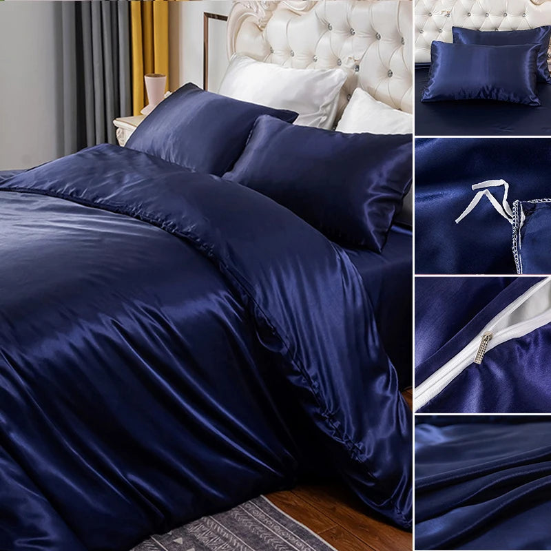 Silky Textured Duvet Cover Set – Microfiber Comforter Cover with Pillow Shams, Multiple Sizes