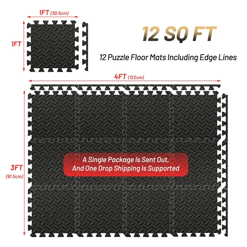 Interlocking Gym Floor Mat – Anti-Slip Rubber Exercise Mat for Home Workout, Weightlifting & Yoga