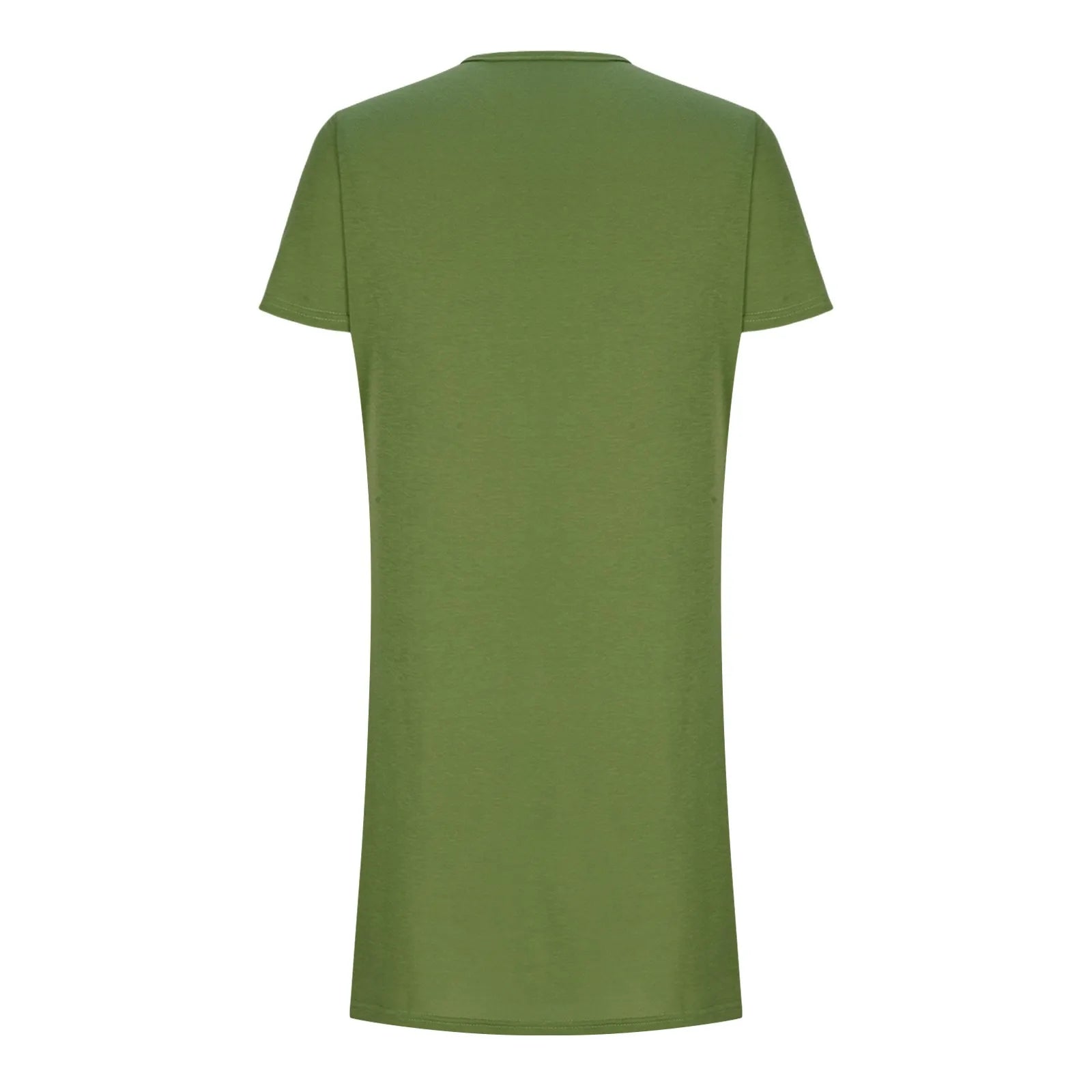 Solid Color Pocket Casual Sports Dress — Short Sleeve O-Neck A-Line Knee-Length Dress