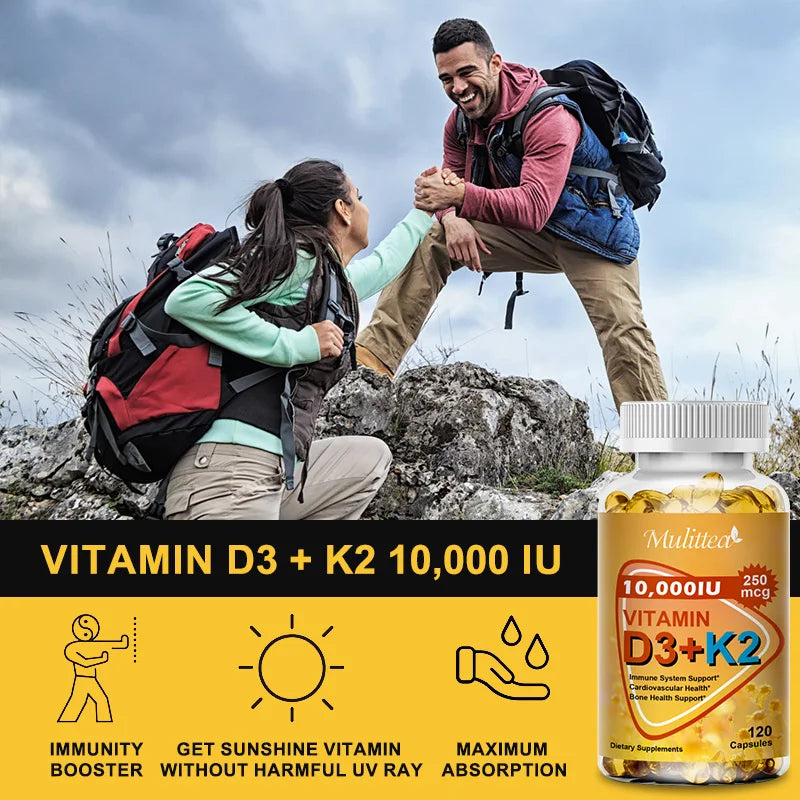 Calcium, Magnesium, Zinc & D3K2 Capsules – Bone, Muscle, Joint & Immune Support, 60 or 120 Capsules