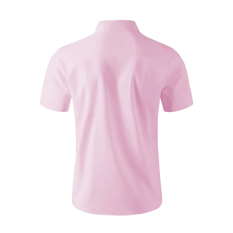 Men's No-Iron Solid Color Short Sleeve Shirt — Wrinkle-Free Casual Shirt