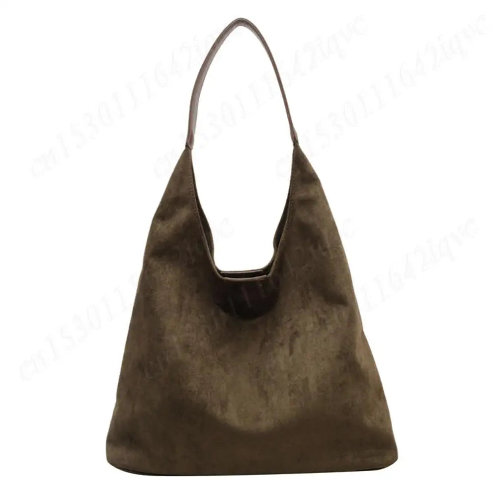 Vintage Suede Large Capacity Shoulder Tote Bag – Stylish Commuter Hobo Handbag for Women