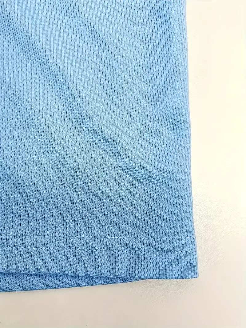 Men's Button-Down Polo Shirt & Breathable Mesh Shorts Set – Casual Versatile Summer Plus Size