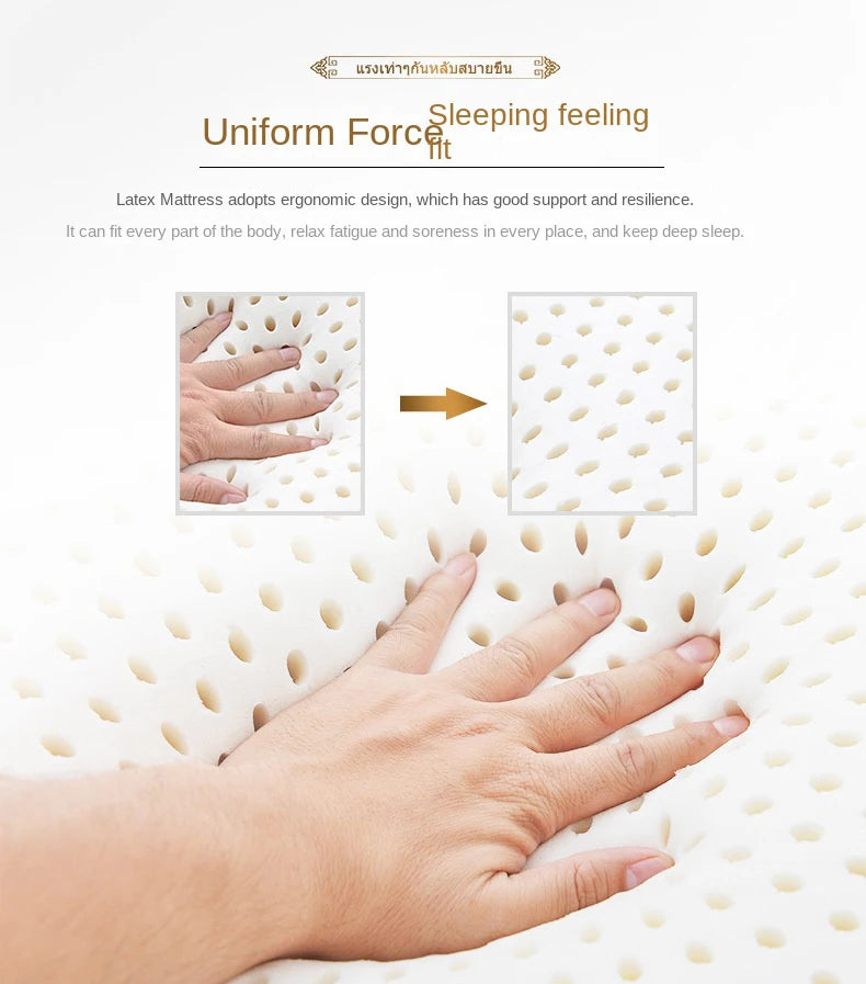 Authentic Natural Latex Mattress – Slow Rebound, Foldable, Cotton Cover, Customizable Sizes