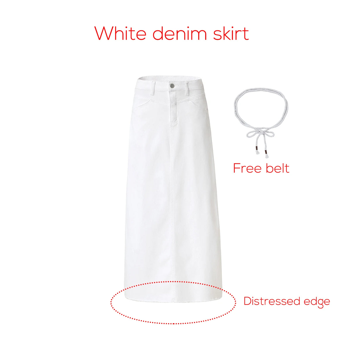 Women's Cotton Denim Skirt – Elegant Stripe & Solid A-Line Jean Skirt 2026