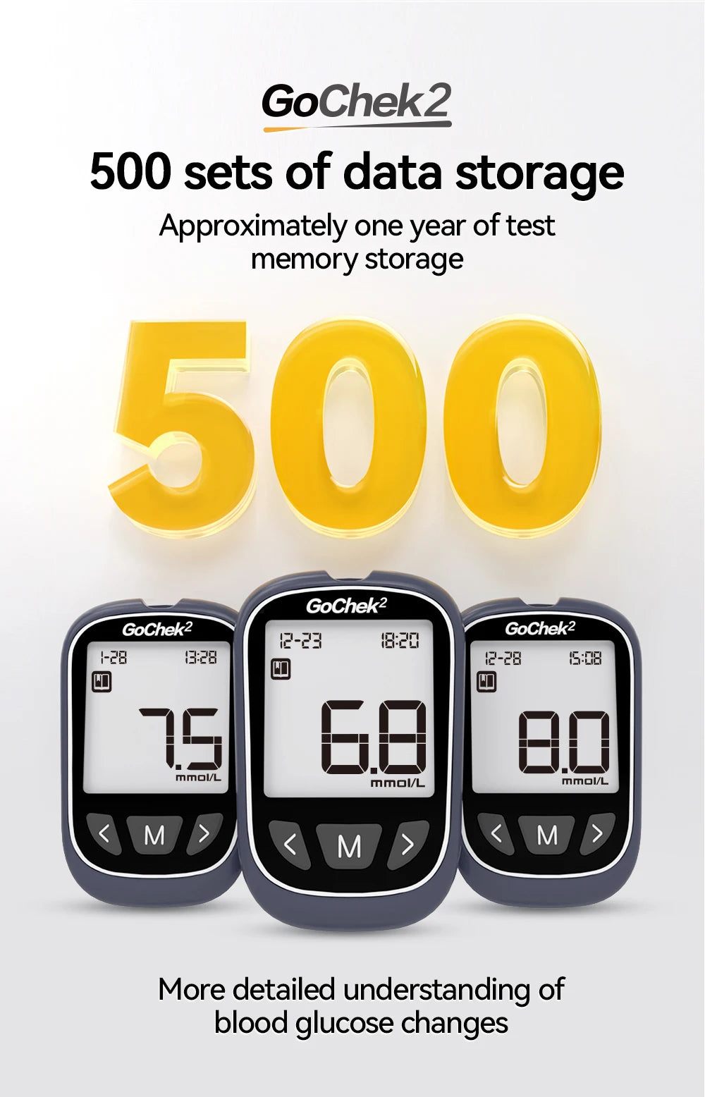 Microtech Gochek2 Blood Glucose Meter – 110 Test Strips & Lancets Included for Diabetes Testing