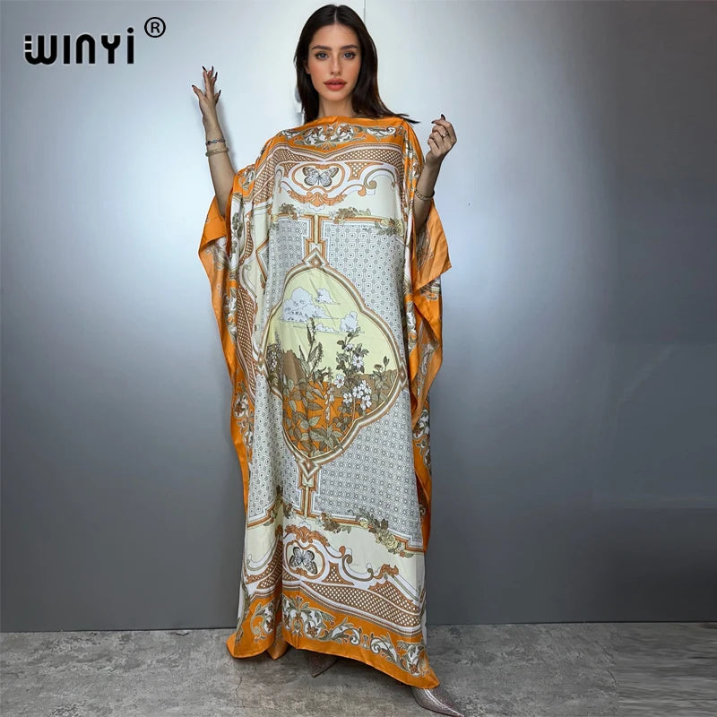 Batwing Maxi Printed Loose Dress — Fashion Design Elegant Party Summer Dress