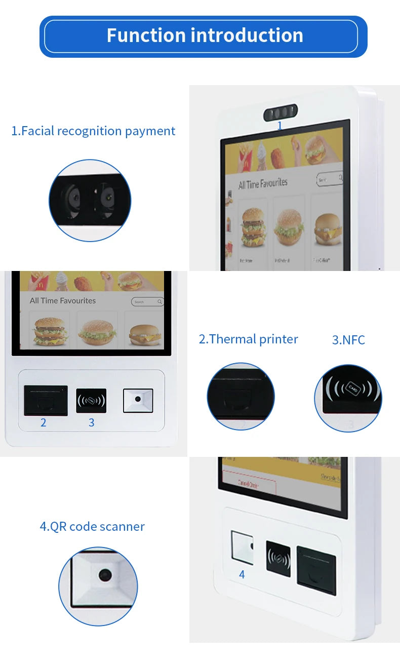 TouchWo Wall Mount Self-Service Kiosk AIO – 15.6"/21.5"/23.8", Android/Win 10/11, Checkout & Ordering