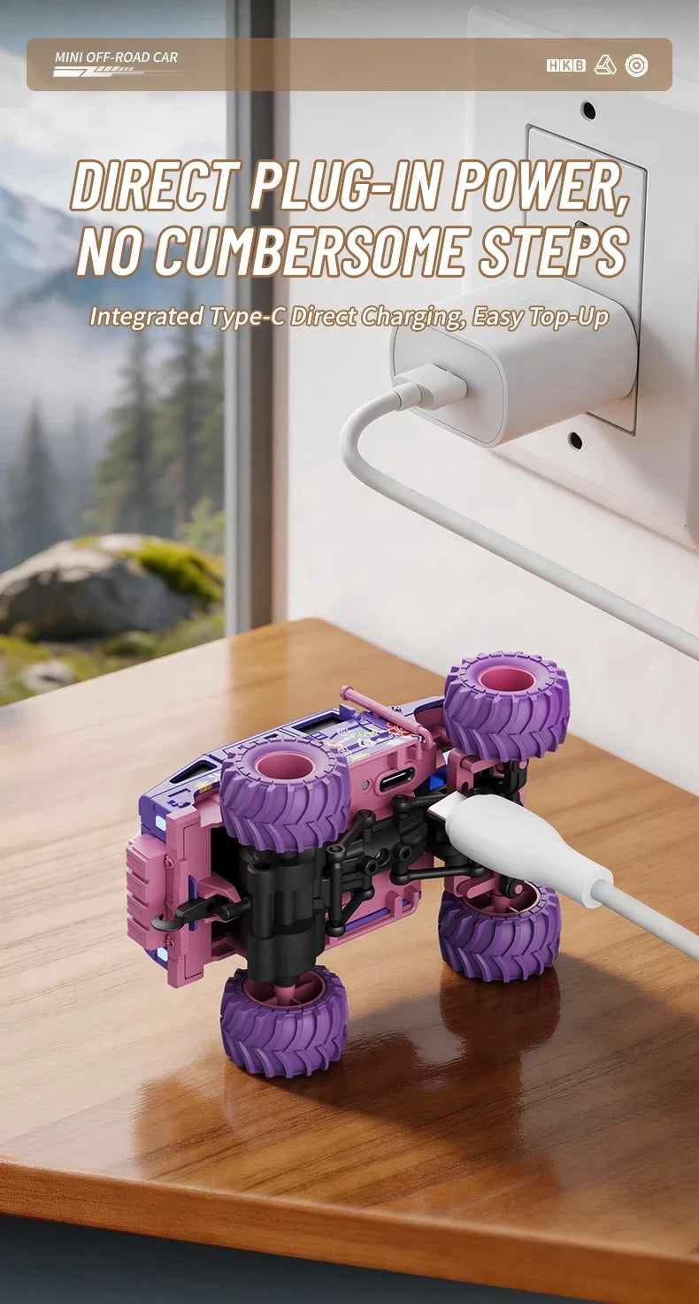 hot model 1:64 mini alloy remote control truck 2.4G four-wheel drive big foot off-road vehicle simulation model children toy car