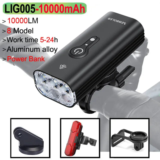 NEWBOLER 10000mAh Smart Bicycle Light – 10000LM Waterproof USB Rechargeable MTB Road Cycling Lamp