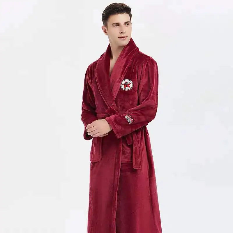 Men's Thick Warm Terry Fleece Bathrobe | Long Couples Dressing Gown