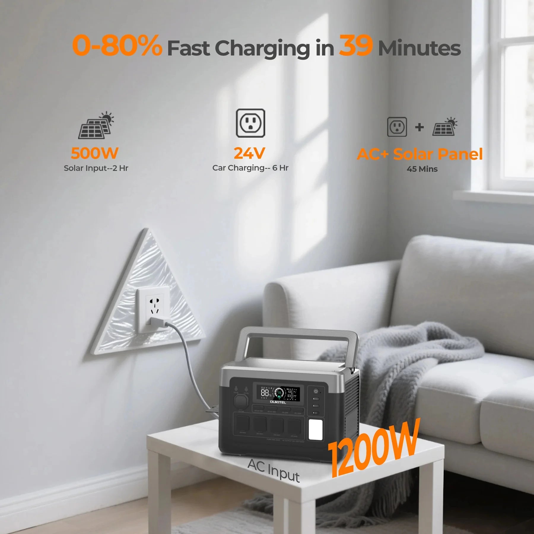 OUKITEL P1000 PLUS Portable Power Station — 1800W 1024Wh LiFePO4 Solar Generator with App Control