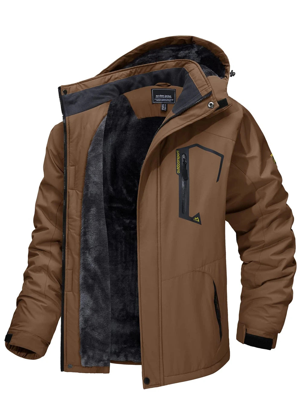 TACVASEN Fleece-Lined Mountain Hiking Jacket – Removable Hood Ski Snowboard Parka for Men